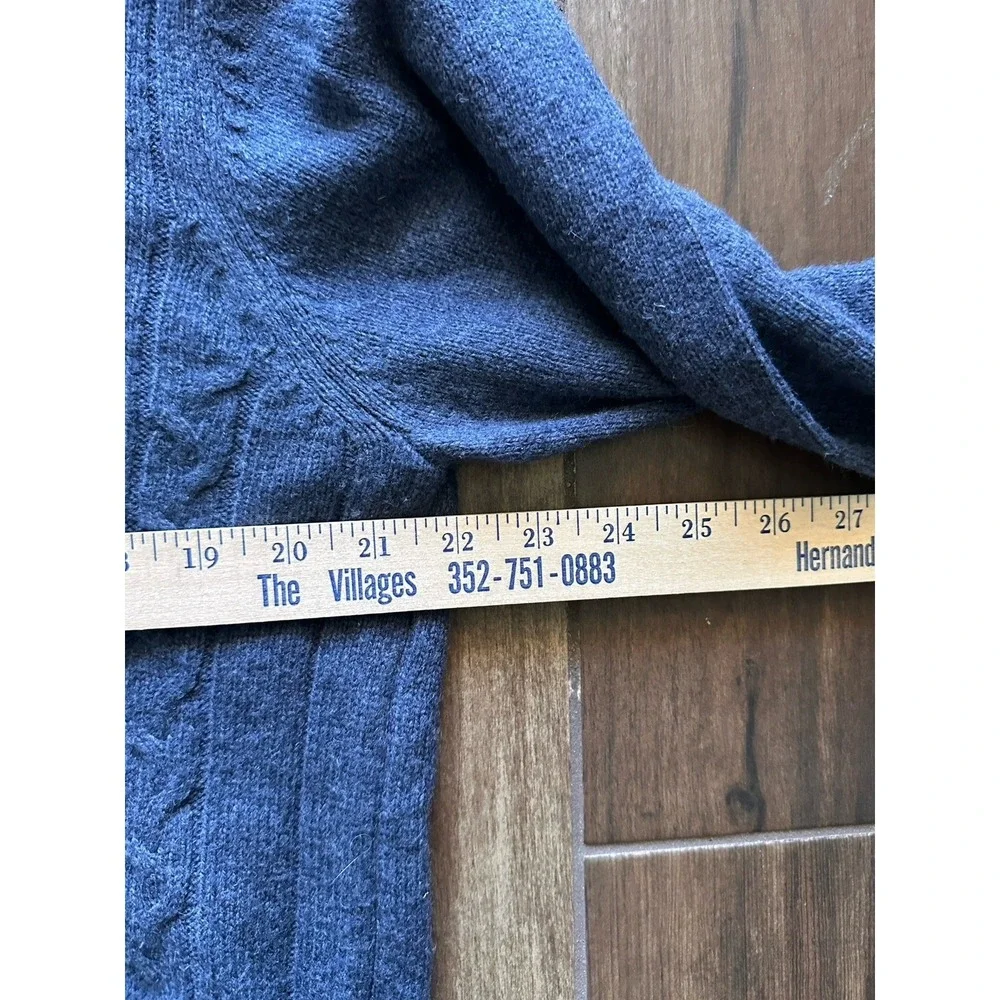 Savile Row Company Mens Blue Lambswool Blend Cable Knit Quarter Zip‎ Sweater L
